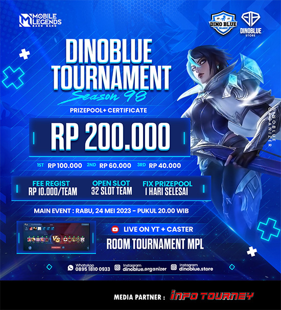 turnamen ml mlbb mole mobile legends mei 2023 dino blue season 98 poster