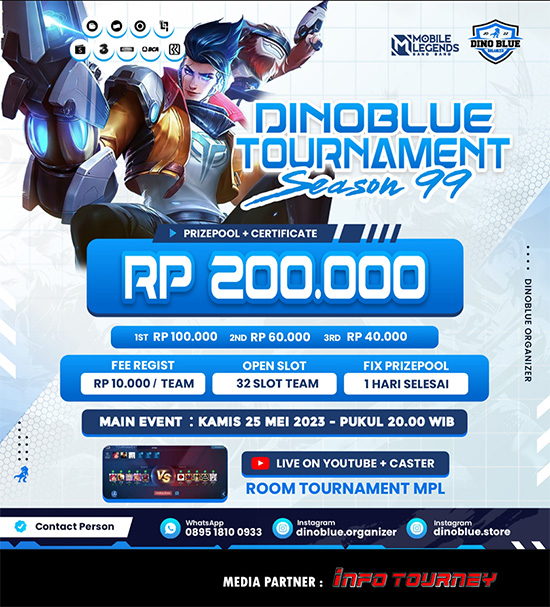 turnamen ml mlbb mole mobile legends mei 2023 dino blue season 99 poster