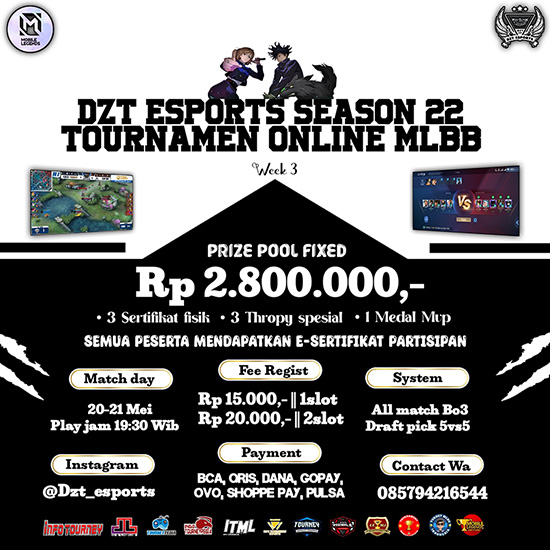 turnamen ml mlbb mole mobile legends mei 2023 dzt esports season 22 week 3 poster