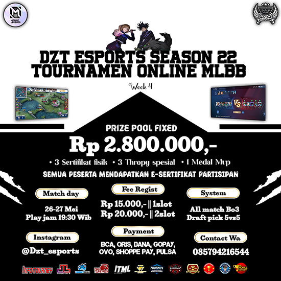 turnamen ml mlbb mole mobile legends mei 2023 dzt esports season 22 week 4 poster