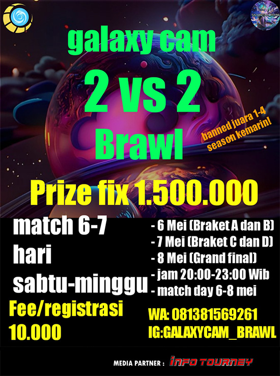 turnamen ml mlbb mole mobile legends mei 2023 galaxycam brawl 2vs2 2 poster