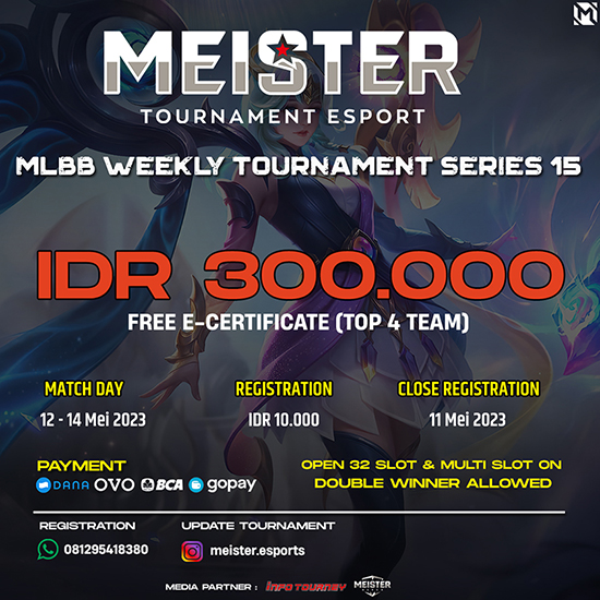 turnamen ml mlbb mole mobile legends mei 2023 meister weekly series 15 poster