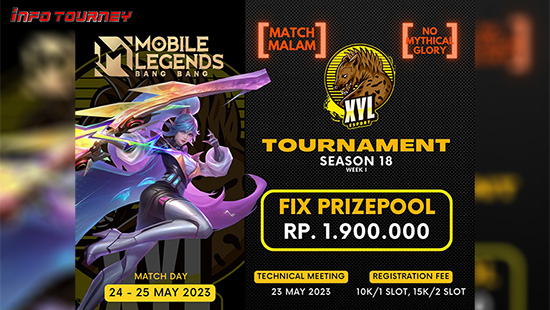 turnamen ml mlbb mole mobile legends mei 2023 xyl esport season 18 week 1 logo