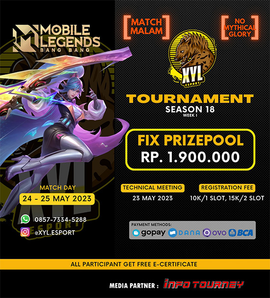 turnamen ml mlbb mole mobile legends mei 2023 xyl esport season 18 week 1 poster