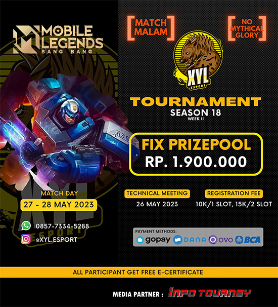 turnamen ml mlbb mole mobile legends mei 2023 xyl esport season 18 week 2 poster