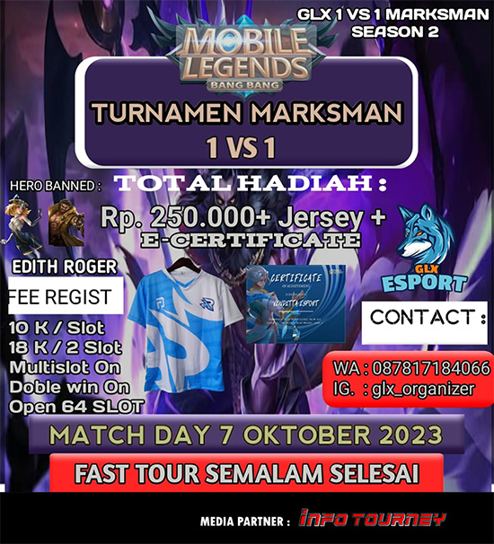 turnamen ml mlbb mole mobile legends oktober 2023 glx 1vs1 marksman season 2 poster