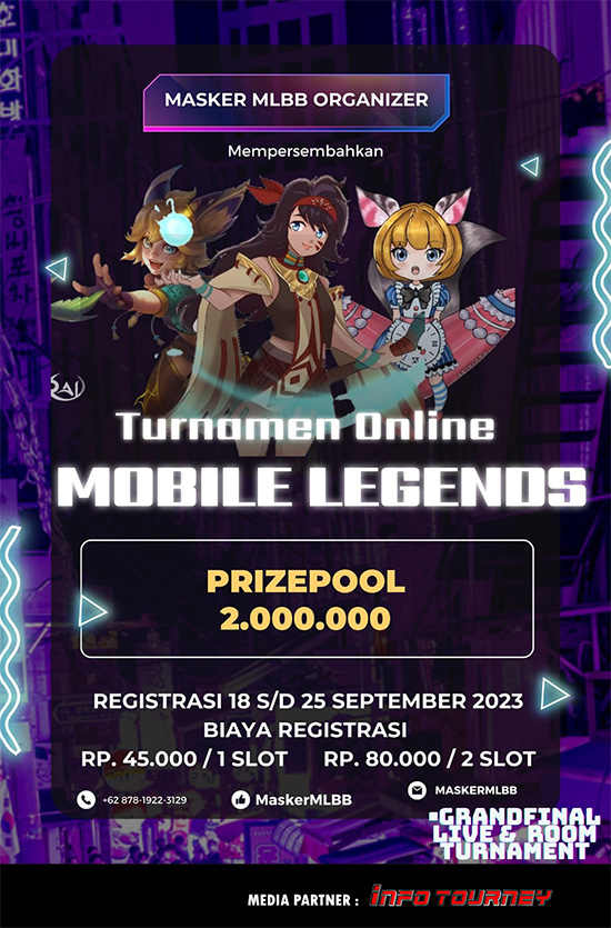 turnamen ml mlbb mole mobile legends september 2023 masker mlbb organizer poster