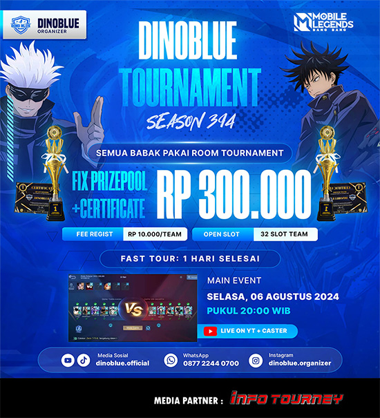 turnamen ml mlbb mole mobile legends agustus 2024 dinoblue season 394 poster
