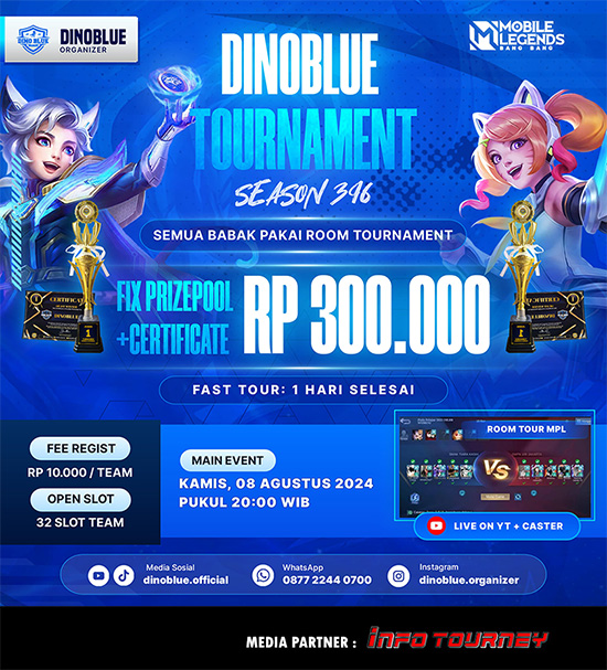 turnamen ml mlbb mole mobile legends agustus 2024 dinoblue season 396 poster