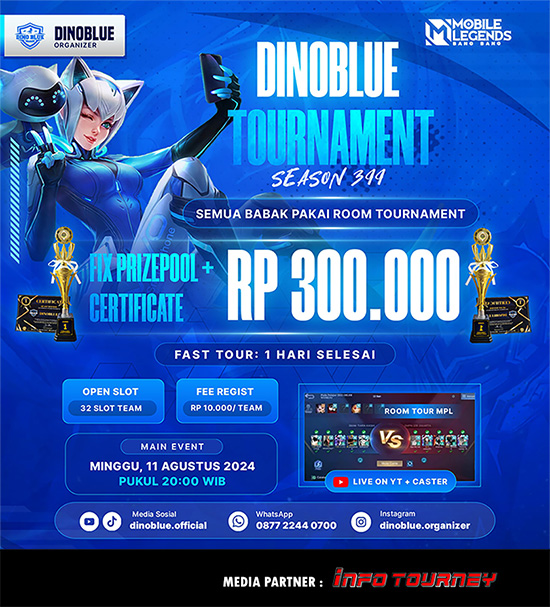 turnamen ml mlbb mole mobile legends agustus 2024 dinoblue season 399 poster