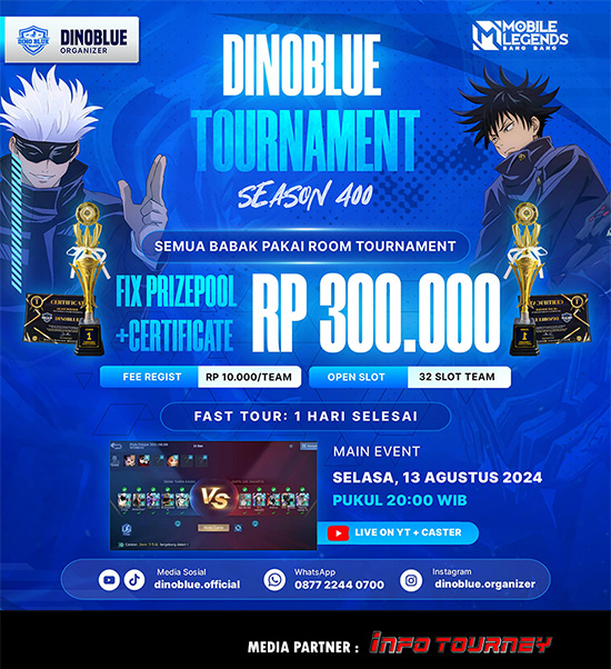 turnamen ml mlbb mole mobile legends agustus 2024 dinoblue season 400 poster