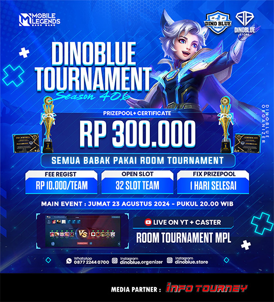 turnamen ml mlbb mole mobile legends agustus 2024 dinoblue season 406 poster