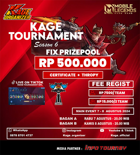 turnamen ml mlbb mole mobile legends agustus 2024 kage organizer season 6 poster