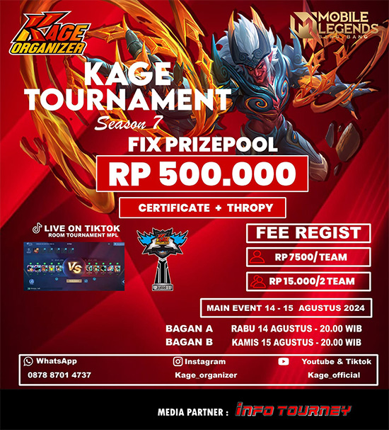 turnamen ml mlbb mole mobile legends agustus 2024 kage organizer season 7 poster