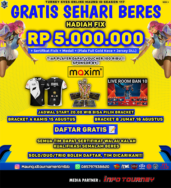 turnamen ml mlbb mole mobile legends agustus 2024 maung id season 117 week 3 poster