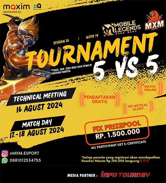 turnamen ml mlbb mole mobile legends agustus 2024 mxm esport season 26 week 4 poster
