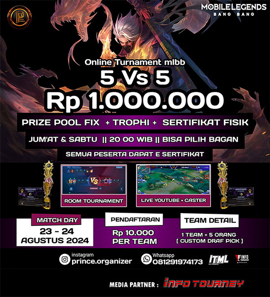 turnamen ml mlbb mole mobile legends agustus 2024 prince organizer 2 poster