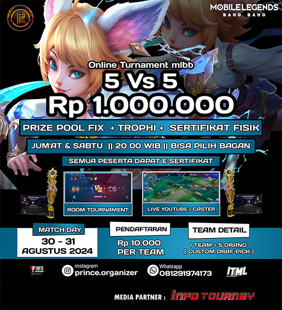 turnamen ml mlbb mole mobile legends agustus 2024 prince organizer 3 poster