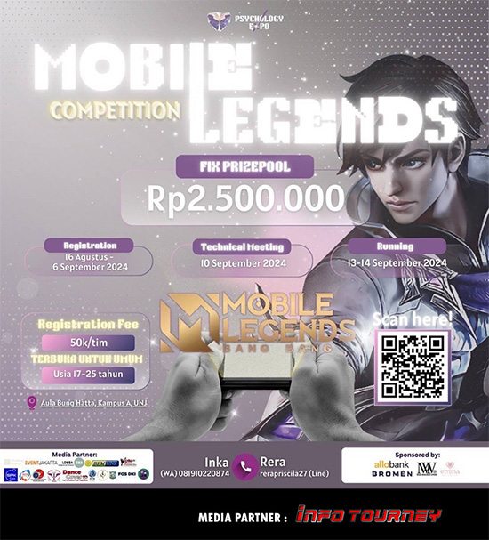 turnamen ml mlbb mole mobile legends september 2024 psychology expo poster