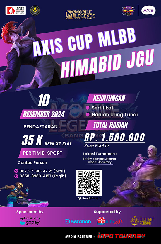 turnamen ml mlbb mole mobile legends desember 2024 axis cup mlbb himabid jgu poster