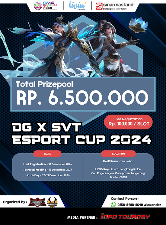 turnamen ml mlbb mole mobile legends desember 2024 dg x svt esport cup 2024 poster