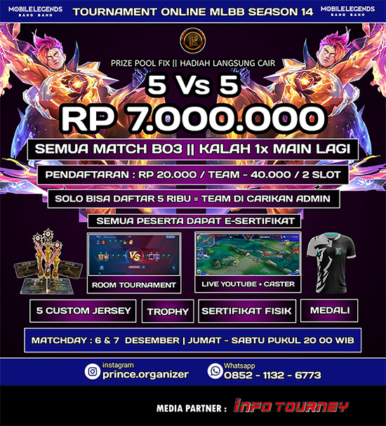 turnamen ml mlbb mole mobile legends desember 2024 prince organizer season 14 poster