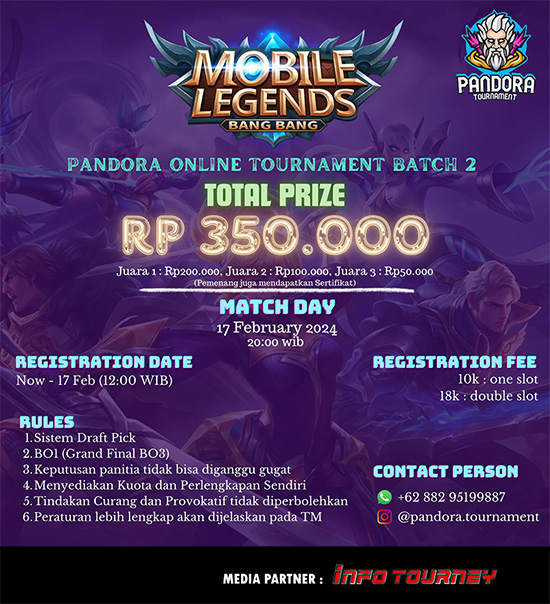 turnamen ml mlbb mole mobile legends februari 2024 pandora batch 2 poster