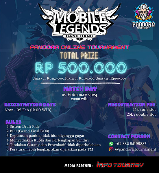 turnamen ml mlbb mole mobile legends februari 2024 pandora tour poster