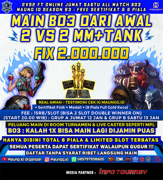 turnamen ml mlbb mole mobile legends januari 2024 maung id 2vs2 season 93 poster