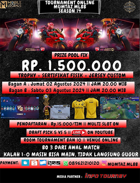 turnamen ml mlbb mole mobile legends agustus 2024 mumtaz season 14 poster