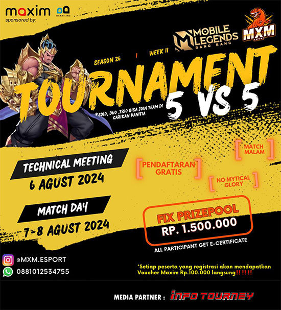 turnamen ml mlbb mole mobile legends agustus 2024 mxm esport season 26 week 2 poster