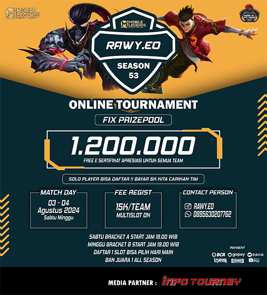turnamen ml mlbb mole mobile legends agustus 2024 rawy season 53 poster