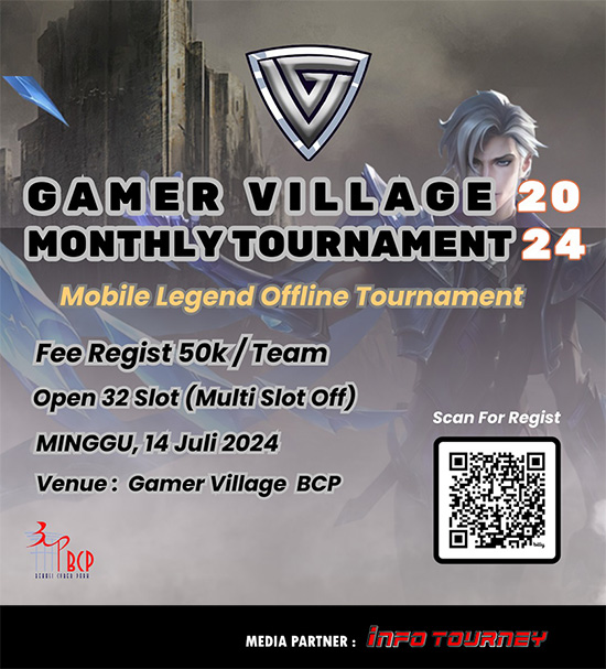turnamen ml mlbb mole mobile legends juli 2024 gamer village monthly 2024 poster 1