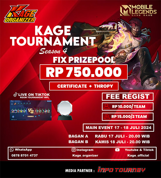 turnamen ml mlbb mole mobile legends juli 2024 kage organizer season 4 poster