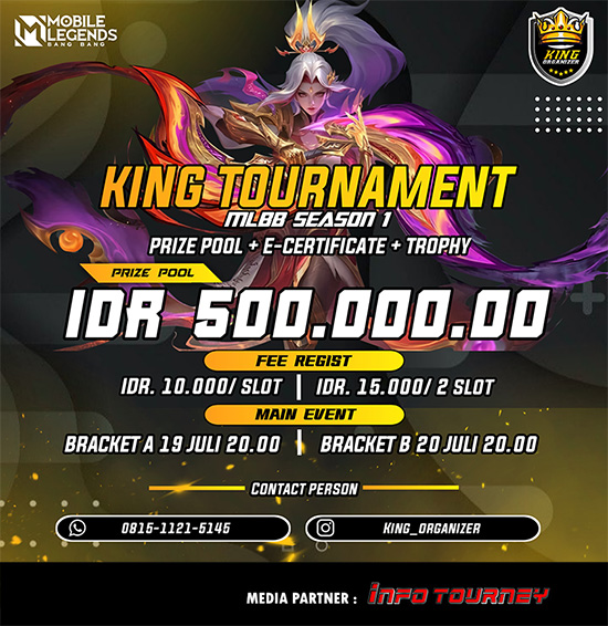 turnamen ml mlbb mole mobile legends juli 2024 king tour season 1 poster