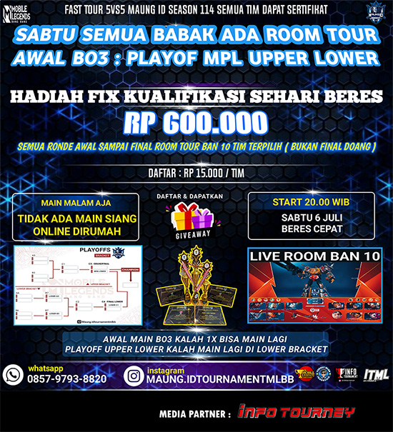 turnamen ml mlbb mole mobile legends juli 2024 maung id season 114 poster