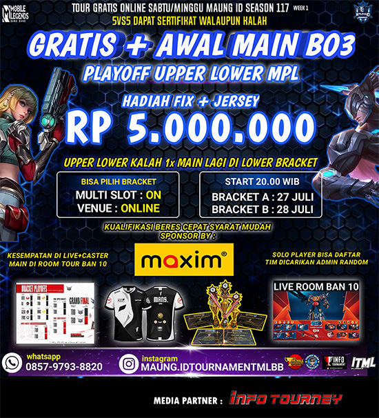 turnamen ml mlbb mole mobile legends juli 2024 maung id season 117 poster