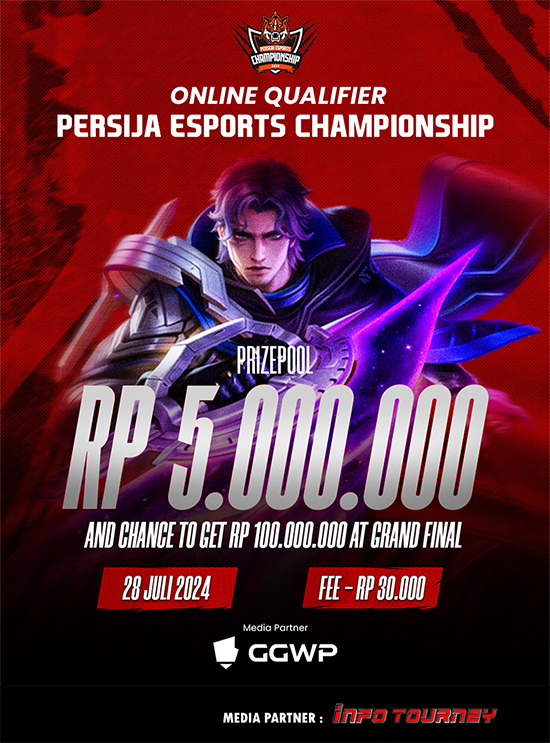 turnamen ml mlbb mole mobile legends juli 2024 persija esports championship poster