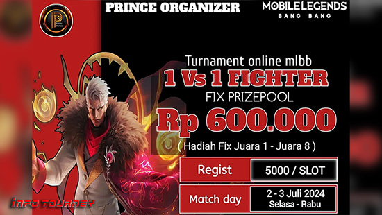 turnamen ml mlbb mole mobile legends juli 2024 prince organizer 1vs1 fighter logo