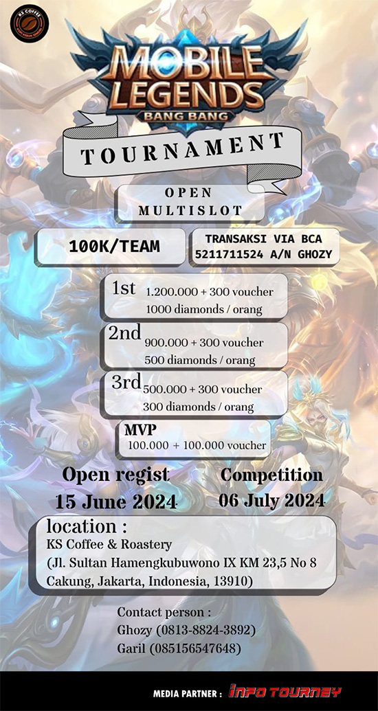 turnamen ml mlbb mole mobile legends juli 2024 ks coffee tour poster