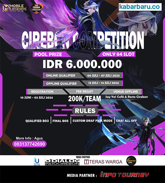 turnamen ml mlbb mole mobile legends juni 2024 cirebon competition poster