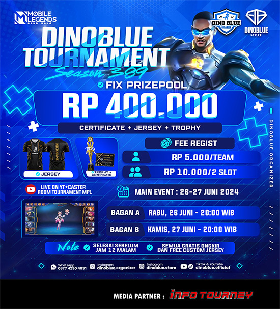 turnamen ml mlbb mole mobile legends juni 2024 dino blue season 389 poster