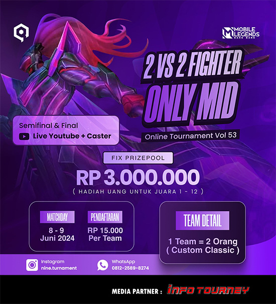 turnamen ml mlbb mole mobile legends juni 2024 nine tour 2vs2 fighter season 53 poster