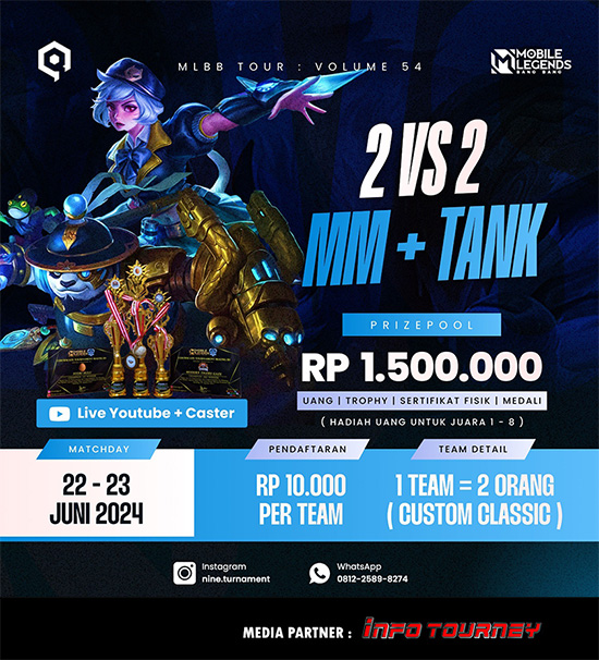 turnamen ml mlbb mole mobile legends juni 2024 nine tour 2vs2 marksman tank season 54 poster