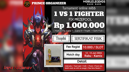turnamen ml mlbb mole mobile legends juni 2024 prince organizer 1vs1 fighter season 58 logo