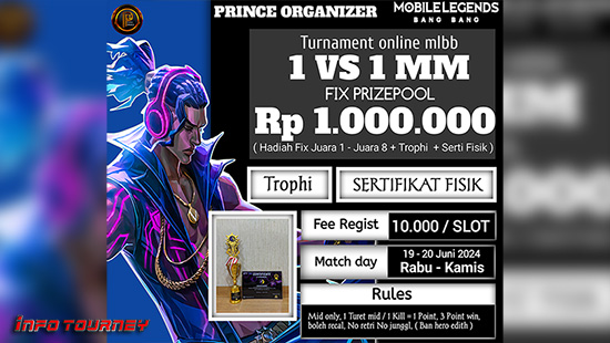 turnamen ml mlbb mole mobile legends juni 2024 prince organizer 1vs1 marksman season 60 logo