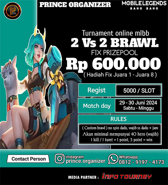 turnamen ml mlbb mole mobile legends juni 2024 prince organizer 2vs2 brawl season 63 poster