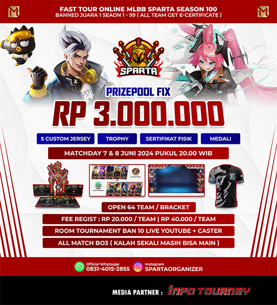 turnamen ml mlbb mole mobile legends juni 2024 sparta organizer season 100 poster