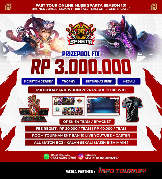 turnamen ml mlbb mole mobile legends juni 2024 sparta organizer season 101 poster