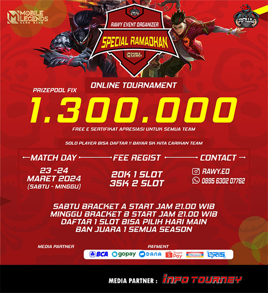 turnamen ml mlbb mole mobile legends maret 2024 rawy spesial ramadhan poster